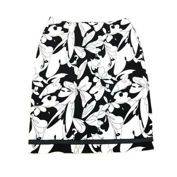 Intriguing Threads Black/White Zip Up Stretch Pencil Skirt Womens USA Size 4 - Picture 1 of 6